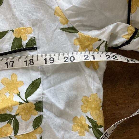 BED HEAD PAJAMAS Women’s Top Sz M New Organic Cotton Floral White Yellow Button - Picture 7 of 8